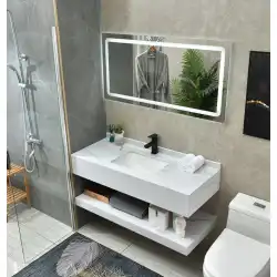 モダンなミニマリストの大理石のバスルームキャビネットの組み合わせのバスルームセットのバスルームの大理石の洗面台の洗面台