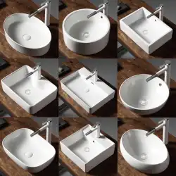 カウンター洗面台 小型バルコニー カウンター洗面台 正方形のセラミック洗面台 シングル洗面台 丸型洗面台 家庭用洗面台