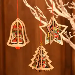 クリスマスの装飾のペンダント木製五芒星の鐘クリスマス ツリー ペンダント幼稚園子供の小さなペンダント ギフト