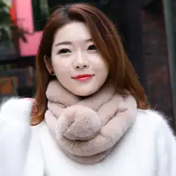 リアルレックスウサギのスカーフ女性の冬の革のスカーフの女性の毛皮の襟の女の子ユニバーサル暖かい厚い韓国ネックスリーブ