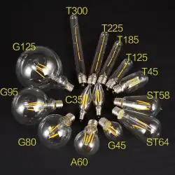 エジソン レトロ LED電球 ST64 G80 G95 G125 光源 透明ガラス 温白色電球