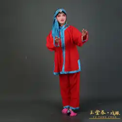 北京オペラ Su Sanqi 解きほぐす赤トリミング女性犯罪服 Yutang Chunqing 囚人囚人服パフォーマンス衣装