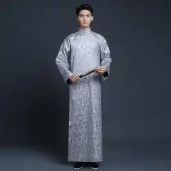 クロストークスーツロングシャツ男性中華民国コート中国風中国最高の男刺繍年次総会パフォーマンス衣装ローブジャケット