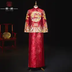 Xiuhe 服新郎 2021 新紳士服中国のウェディングドレス古代衣装新郎服の結婚式の服唐スーツジャケット男性