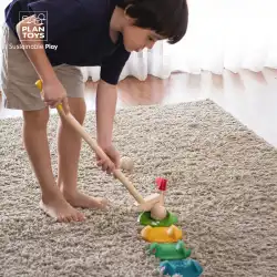タイ輸入PlanToys5683子供用ゴルフセット室内親子ゲーム木製おもちゃ男の子