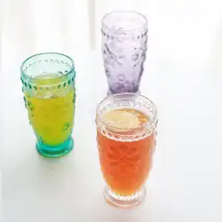 レトロなスタイルの 3 色のエンボス加工されたスノーフレーク グラス水ガラス冷たい飲み物グラス ビール グラス ジュース グラス