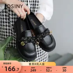 Zhuoshini フラット ブリティッシュ スタイル ローファー女性の 2022 秋の新しいスリッポン女性の靴弓シングル シューズ小さな革の靴
