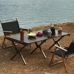 屋外折りたたみテーブルと椅子寮シンプルな小さなテーブル無垢材バルコニー卵ロール テーブル ピクニック キャンプ用品ポータブル フィールド