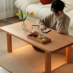 相撲コーヒーテーブル 和風 無垢材 コーヒーテーブル 小さい家庭用 北欧 桜材 ガラス 長方形 リビングルーム ティーテーブル
