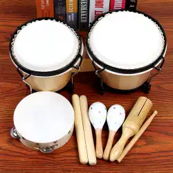 ボンゴドラム オルフ打楽器 コンカドラム 早期教育 音楽教材 アフリカンドラム ボンゴ牛革ドラム 6+7インチ