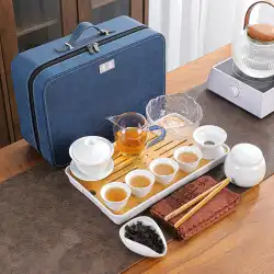 羊脂肪翡翠旅行茶セット セラミック カバー ボウル ティーポット ティーカップ白磁ホーム シンプルな中国風ポータブル カスタマイズの完全なセット