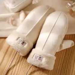 手袋女性の冬プラス ベルベットかわいい韓国漫画スエード暖かい厚いミトン吊り首手袋学生テクスチャ