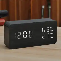 目覚まし時計クリエイティブ木製電子時計ミュートデスクトップ充電デジタル学生スマートベッドサイド発光時計シンプル