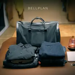 BELLPLAN(ベルプラン) メンズ 布製 牛革 スーツ トラベルバッグ 携帯用 スーツバッグ 折りたたみ式 ビジネスバッグ