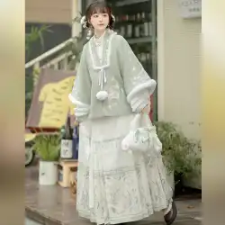 Nantingyuan オリジナル [ピーチ ウサギ] 漢服の女性の刺繍明システム襟パディング ジャケット馬面スカート大晦日服冬プラス ベルベット