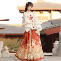 Hutuantuanオリジナルの冬の厚手の漢服の女性の馬の顔のスカート新年の挨拶セット中国風の古代の衣装フルセット