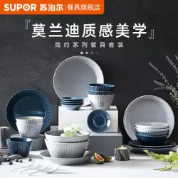 Supor 陶器 食器と箸セット 家庭用 新品 食器 セット 皿 丼 スープ 麺 茶碗 軽い 高級感 北欧風
