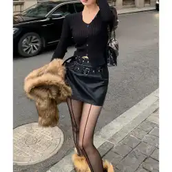 EDACITY 黒 PU レザースカートの女性の 2022 秋ハイウエスト薄型ホットガールバッグヒップ A ラインミニスカート