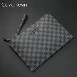 Cavid ケビン メンズ クラッチバッグ 欧米系 ビジネス カジュアル 牛革 チェック柄 クラッチバッグ エンベロープバッグ 財布