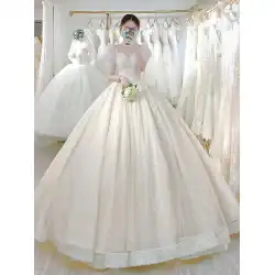 フレンチスタイルのライトウェディングドレス 2022 新しい花嫁の気質メイン糸ハイエンドセンス末尾のシンプルなきちんとした外出糸コートスタイル