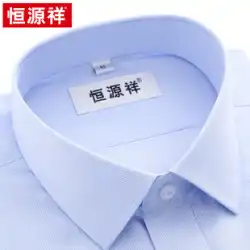 Hengyuanxiang メンズ長袖シャツ 2022 新白ストライプコットンブランド中年フォーマルビジネスシャツメンズ秋