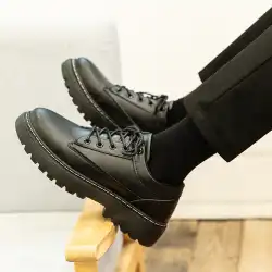 新しい革靴メンズ韓国語版トレンディオールマッチハンサムシューズメンズレースアップカジュアルティーンエイジャー英国黒革靴