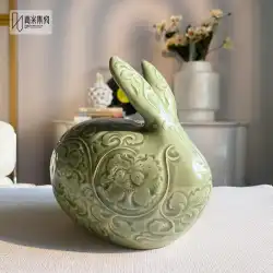 Guofeng セラミック ウサギの飾り ホーム テレビ キャビネット 新しい中国の飾り 新年のネイティブ イヤー リッチ ウサギ 磁器 ギフト
