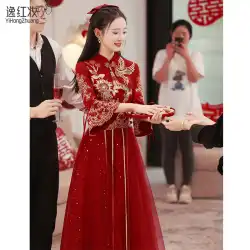 中国風のブライダルトーストドレスチャイナ高度な感覚 2022 新しいイブニングドレス冬のマタニティドレス婚約長袖