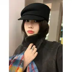 同じスタイルでトレンディなファインフィーバー〜日本の純毛キャスケット女性の冬のピークキャップ顔を見せるラムフェルトハットシルクハット