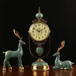 2022 新ヨーロピアンスタイルのレトロな置時計リビングルームの家のハイエンドの装飾時計時計デスクトップ大気振り子時計座り時計