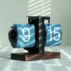 [インク噴水] クリエイティブな個性 機械式 レトロ 電子 自動 ページめくり時計 卓上 飾り シンプル デジタル 置き時計