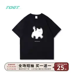 TOGT 漫画ファジー子猫黒半袖ショルダー tシャツ綿夏かわいいカジュアルオールマッチカップル tシャツ bf