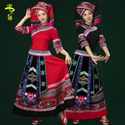 広西荘服民族衣装女性の秋と冬のロングスカート刺繍ミャオ族のダンス服トゥジア衣装ひょうたんシルクパフォーマンス