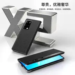 Huawei mateX2 屏風携帯電話ケース クロス パターン X2 レザー保護ケース クラムシェル スマート ウィンドウに適しています