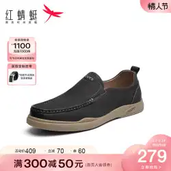 赤とんぼ Doudou 靴男性の 2023 春の新しいスリッポン靴快適なカジュアルなソフト底の革の男性の革靴
