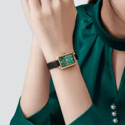 韓国の旗艦店のレトロな小さな緑の時計ポインター小さな正方形の時計イン スタイル クォーツ時計防水女性の時計 1255