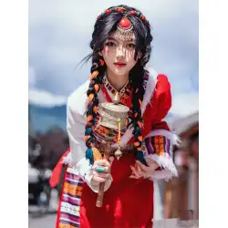 チベット衣装女性貴族チベットローブチベット観光少数民族スタイル写真中国風チベットダンスパフォーマンス衣装