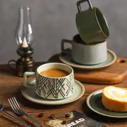 Sheri 日本のレトロなコーヒー カップとソーサー セット クリエイティブ ラフ陶器プル フラワー カップ ホーム ハイエンドの絶妙なマグカップ