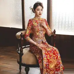 Longfeng ガウン花嫁 Xiuhe 服小さな 2023 新しい中国風のウェディング ドレス ウェディング トースト ドレス薄いセクション