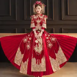 Xiuhe 服 2023 新しい花嫁のウェディングドレス乾杯服龍と鳳凰ガウン中国のウェディングドレス女性ショー着物 2022