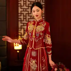 ベルベット Xiuhe 服の花嫁のウェディングドレス 2023 新中国のウェディングドレス結婚式の乾杯の服高度なショー着物女性