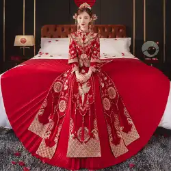 Xiuhe 服花嫁 2022 新しい中国のウェディングドレスのウェディングドレスショーと乾杯服ドラゴンとフェニックスコート小さな男 2023
