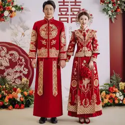 Xiuhe 服 2022 花嫁の新しい中国風の結婚式の乾杯服小さな龍と鳳凰の上着大サイズのショーとカップル 2023