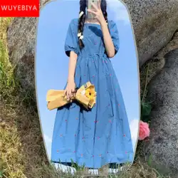 森ワンピース 女の子 夏ワンピース 2023年新作 中学生 小花柄 アンクル超ロングスカート