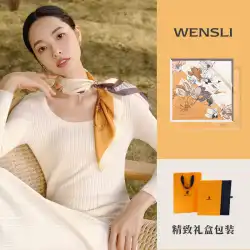 Wanshili 100% 桑シルクシルクスカーフ中国の正方形のスカーフ女性の夏の母の誕生日プレゼントのギフトボックスシルクスカーフ