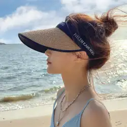 空のトップ uv 太陽の帽子女性の夏の抗紫外線大型帽子つばビーチ サンシェード麦わら帽子サイクリング カバー顔太陽の帽子