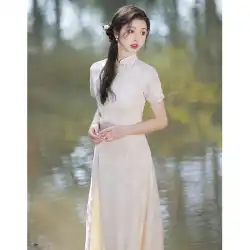 改善されたアオザイチャイナドレス 2023 新しいハイエンドのエレガントな若い女の子のティーサービス中国の禅のドレス
