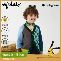 Woobaby 子供用 カーディガン セーター 2023 春 新作 ベビー セーター ジャケット 男の子 女の子 トップス