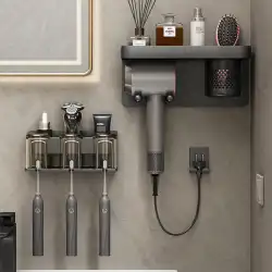 歯ブラシラック無料パンチングガンアッシュバスルームマウスウォッシュカップブラッシングカップ収納壁掛け式電動歯ブラシ棚