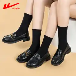 プルバックローファー女性の作業フラット春と秋の英国スタイルの厚底小さな革靴 2022 新しい 2023 黒の単一の靴